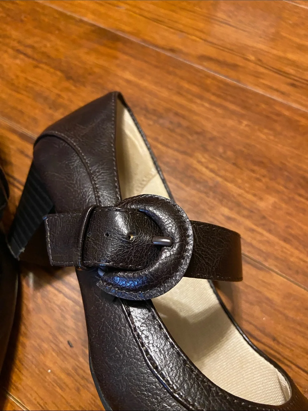 Life Stride Dark Brown Mary Jane Flats with Adjustable Strap